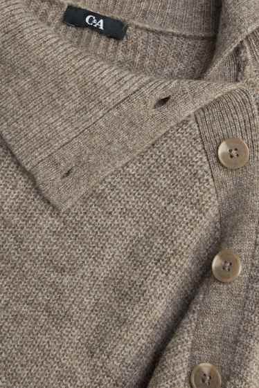 Femmes - Robe de maille - côtelé - beige chiné