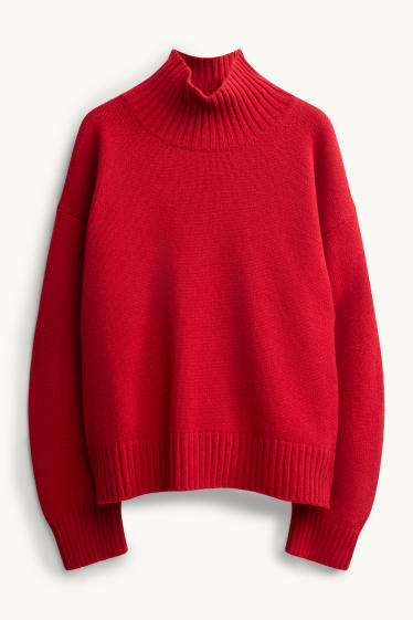 Damen - Woll-Pullover - rot