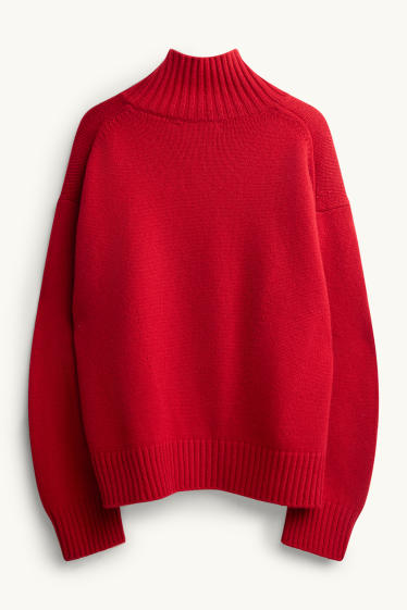 Damen - Woll-Pullover - rot