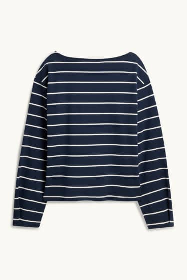 Dames - Longsleeve - regular fit - gestreept - donkerblauw / wit