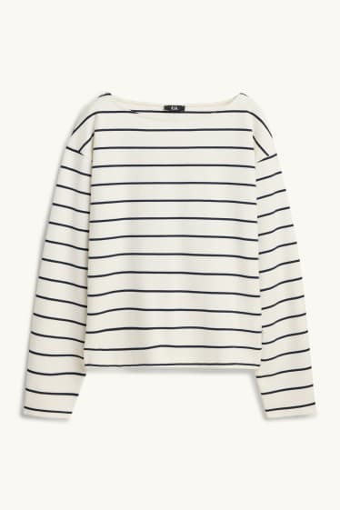 Dames - Longsleeve - regular fit - gestreept - wit / zwart