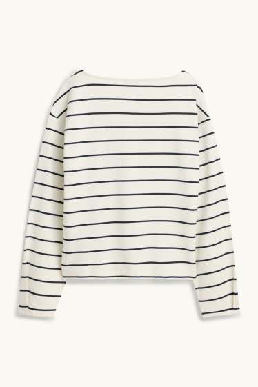 Dames - Longsleeve - regular fit - gestreept - wit / zwart