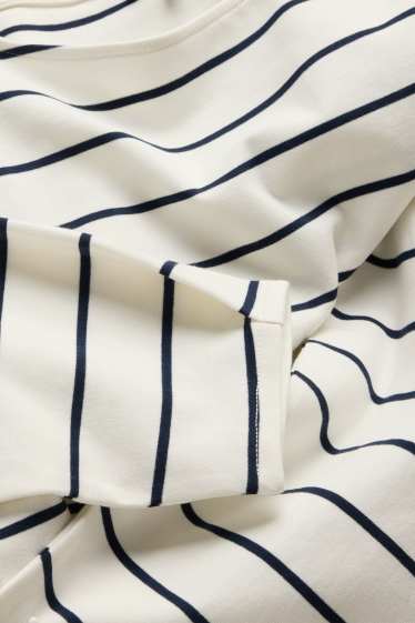 Dames - Longsleeve - regular fit - gestreept - wit / zwart