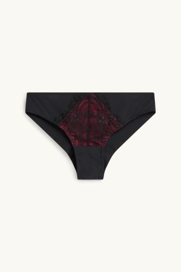 Dames - Braziliaans bikinibroekje - zwart / rood