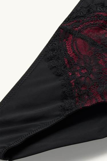 Dames - Braziliaans bikinibroekje - zwart / rood