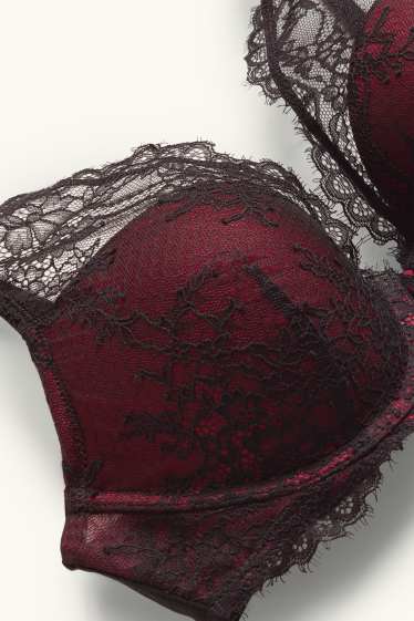 Women - Underwire bra - PLUNGE - padded - bordeaux / black