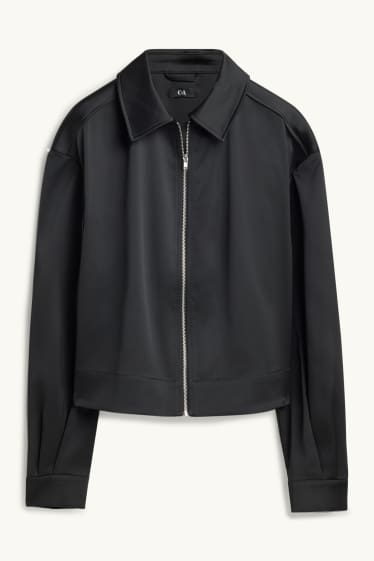 Women - Satin bomber jacket - black