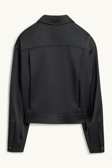 Women - Satin bomber jacket - black