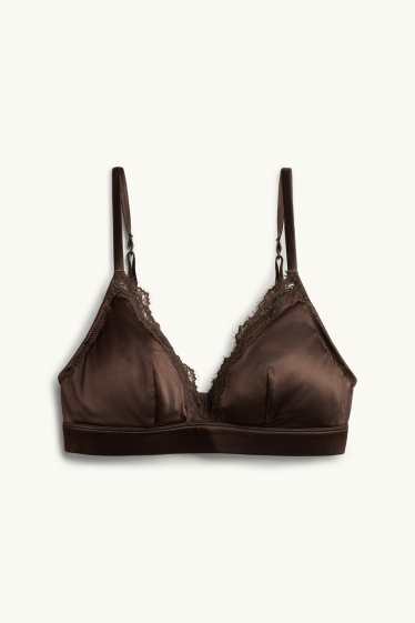 Dames - Satijnen bralette - voorgevormd - bruin