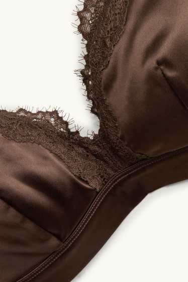 Dames - Satijnen bralette - voorgevormd - bruin