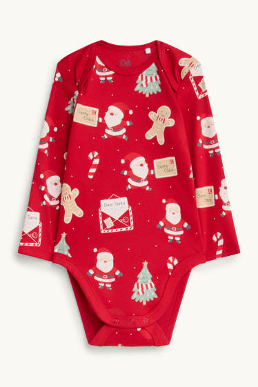 Unisex - Tannenbaum und Lebkuchenmann - Baby-Weihnachts-Body - rot