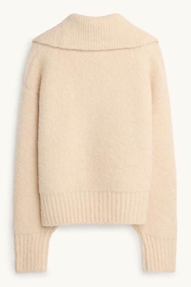 Damen - Strickjacke - cremefarben