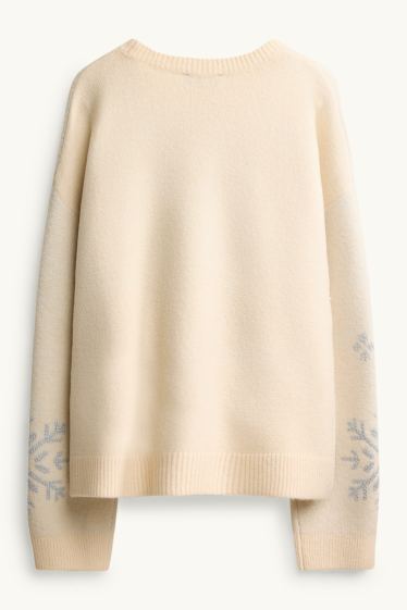 Dames - Trui - glanseffect - beige / zilver