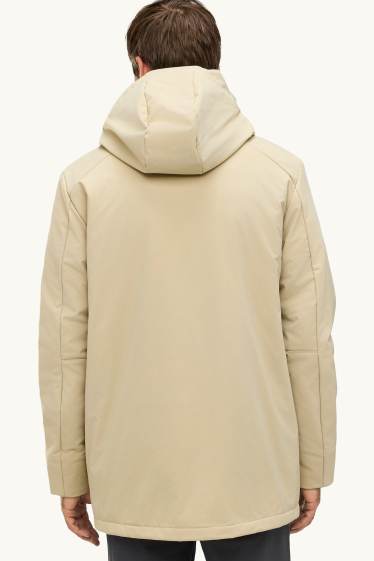 Hombre - Parka funcional con capucha - forrada - 4 Way Stretch - beis