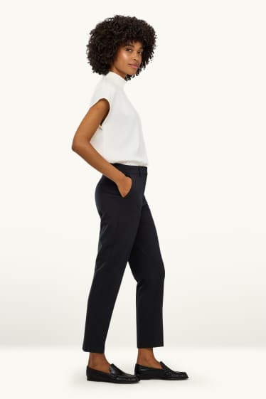 Damen - Stoffhose - Mid Waist - Tapered Fit - schwarz