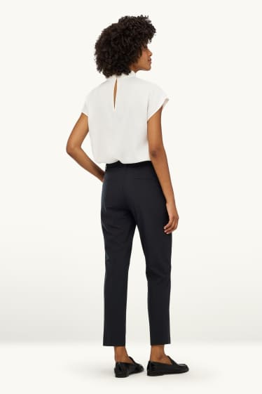 Damen - Stoffhose - Mid Waist - Tapered Fit - schwarz