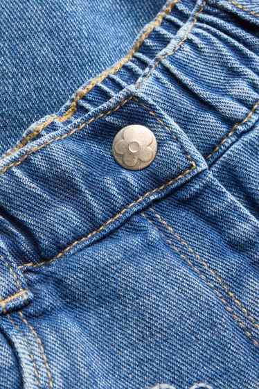 Bebeluși - fete - Floricele - jeans termoizolanți bebeluși - denim-albastru