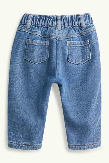 Bebeluși - fete - Floricele - jeans termoizolanți bebeluși - denim-albastru
