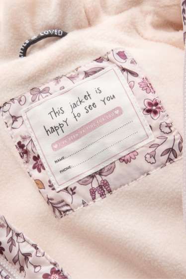 Bébés filles - Petites fleurs - Doudoune surpiquée pour bébé à capuche - finition déperlante - rose