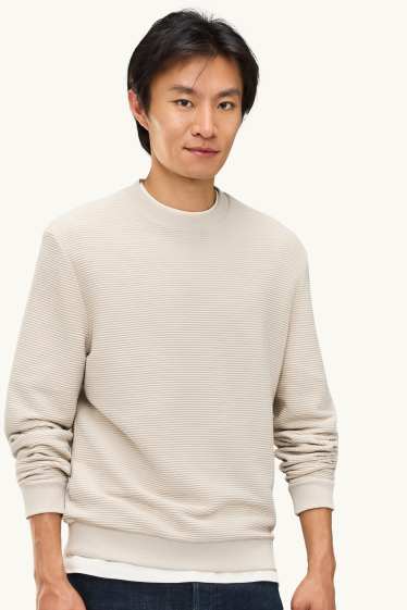 Herren - Sweatshirt - gerippt - cremeweiß