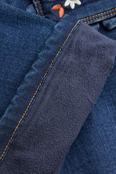 Baby Girls - Floral - baby jeans - thermal jeans - blue denim