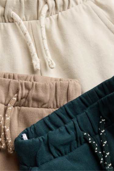 Bébés garçons - Lot de 3 - pantalon de jogging bébé - vert foncé / blanc crème