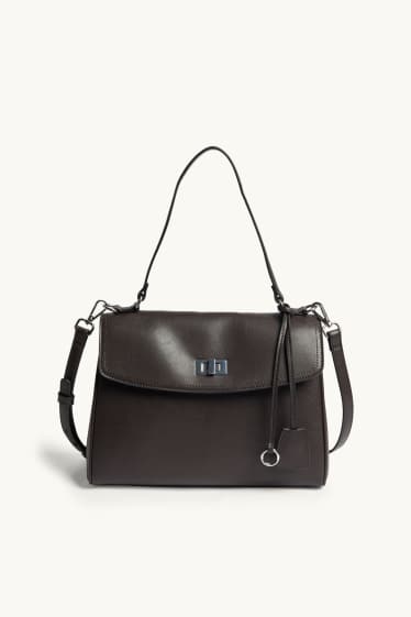 Donna - Borsa a tracolla - similpelle - marrone scuro