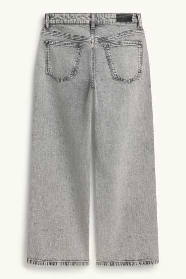 Bambine - Fiocco - jeans a gamba ampia - vita media - jeans grigio chiaro