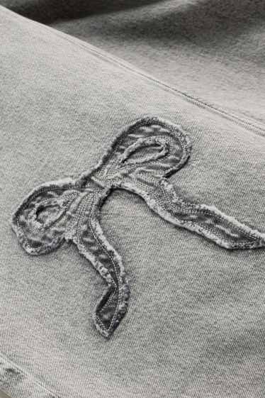 Bambine - Fiocco - jeans a gamba ampia - vita media - jeans grigio chiaro