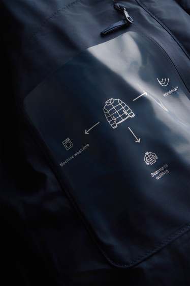 Herren - Steppjacke mit Kapuze - gefüttert - dunkelblau