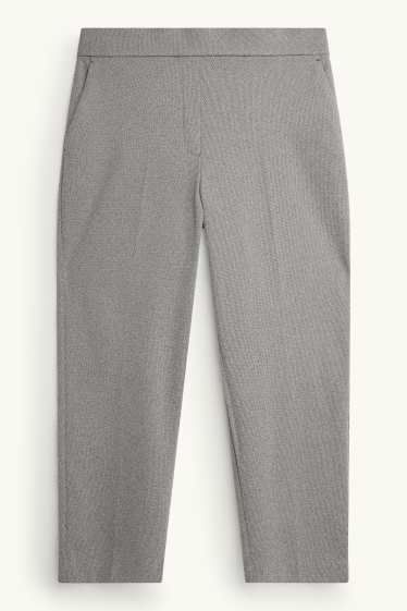 Femei - Pantaloni de stofă - talie înaltă - tapered fit - structurați - gri melanj