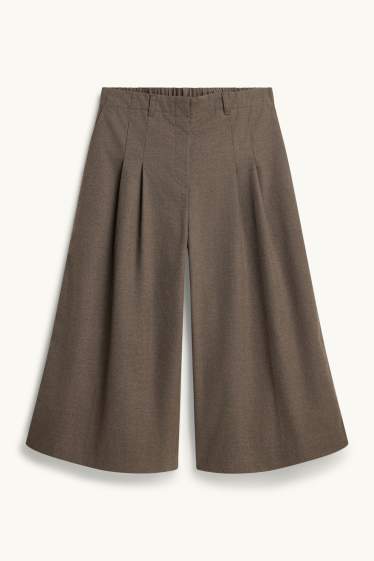 Femmes - Jupe-culotte en flanelle - mid waist - wide leg - marron chiné