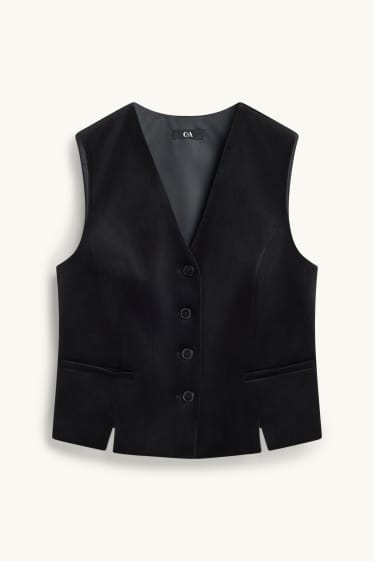 Femmes - Gilet sans manches de bureau en velours - finition cintrée - noir