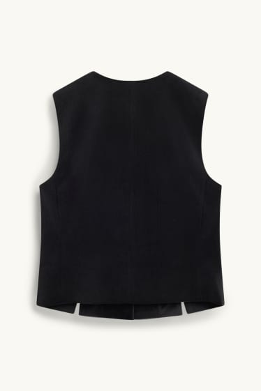 Femmes - Gilet sans manches de bureau en velours - finition cintrée - noir