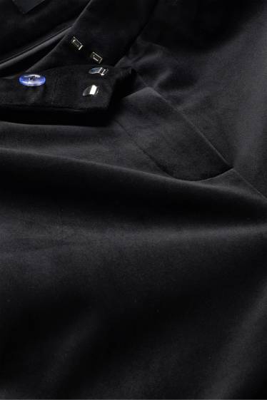 Women - Velvet trousers - high waist - wide leg - black
