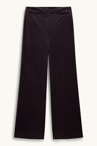 Damen - Samt-Hose - High Waist - Wide Leg - lila