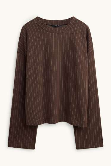 Damen - Sweatshirt - gestreift - braun