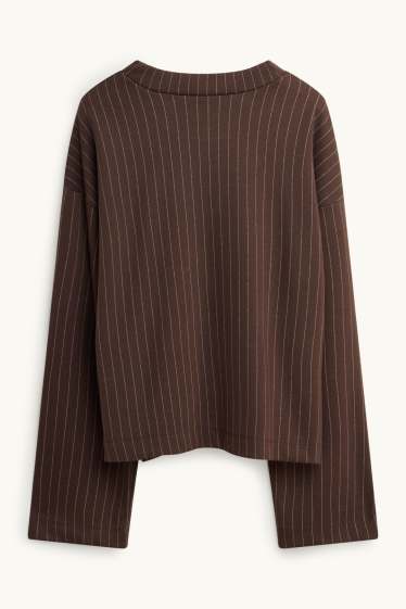 Damen - Sweatshirt - gestreift - braun
