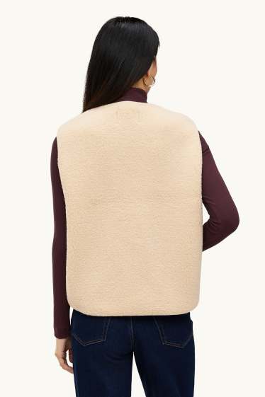Donna - Gilet effetto peluche - crema