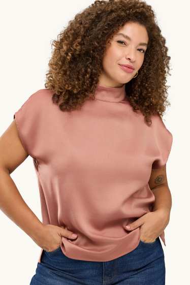 Femmes - Chemisier en satin - saumon