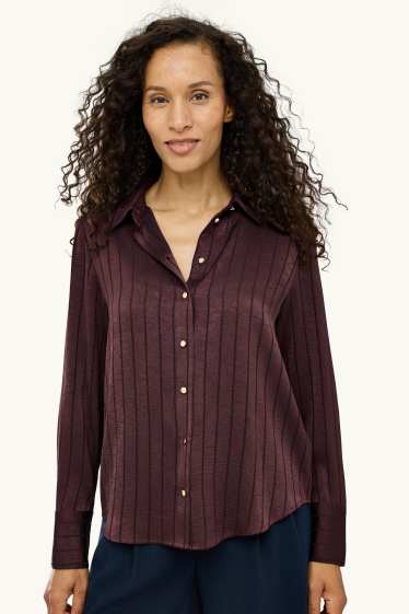 Dames - Blouse - krijtstrepen - bordeaux