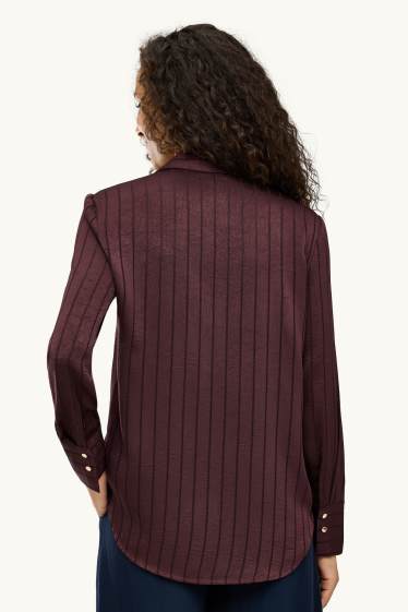 Dames - Blouse - krijtstrepen - bordeaux