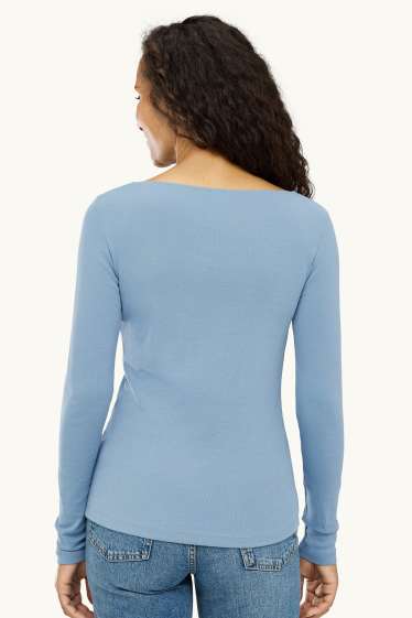 Femei - Tricou cu mânecă lungă - slim fit - albastru deschis