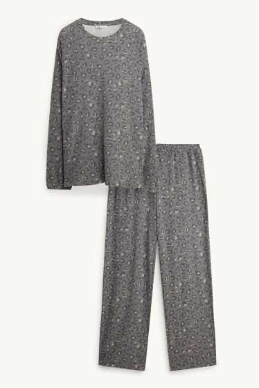 Dona - Pijama de lactància - estampat de lleopard - gris/beix