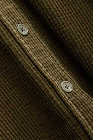 Dona - Camisa brusa de pana - estructurada - verd fosc