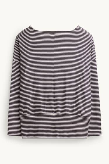 Femmes - Haut à manches longues - slim fit - à rayures - blanc / noir