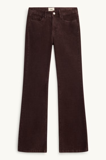 Dona - Pantalons de pana - mid waist - acampanats - marró fosc