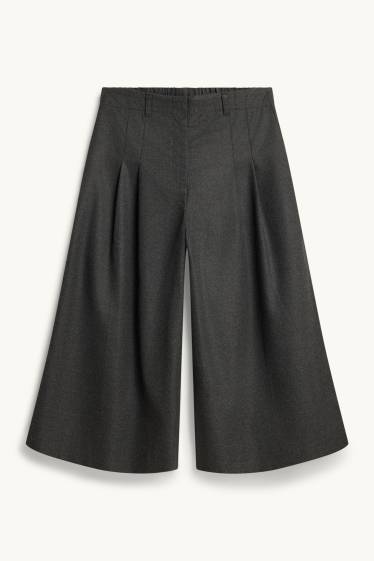 Femmes - Jupe-culotte en flanelle - mid waist - wide leg - gris anthracite