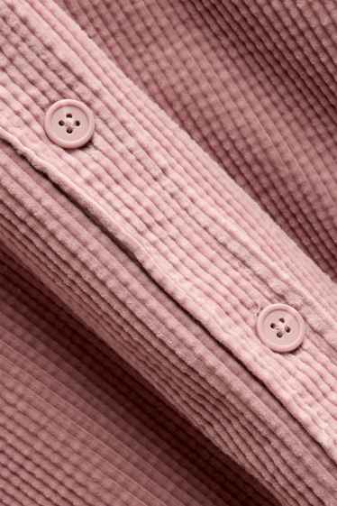 Women - Corduroy shirt blouse - textured - rose