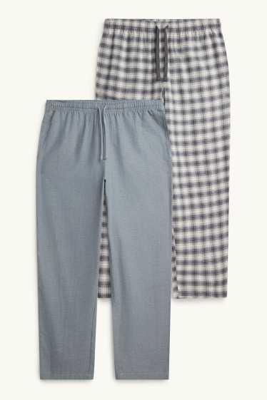 Hommes - Lot de 2 - pantalons de pyjama - bleu / gris
